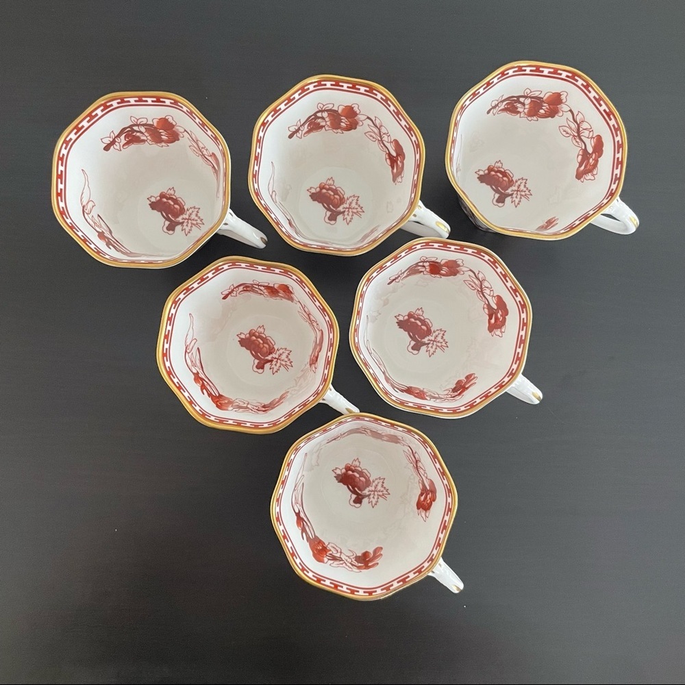 6 X Coalport Indian Tree Coral Bine China Flat Demitasse Cups - Picture 3 of 14
